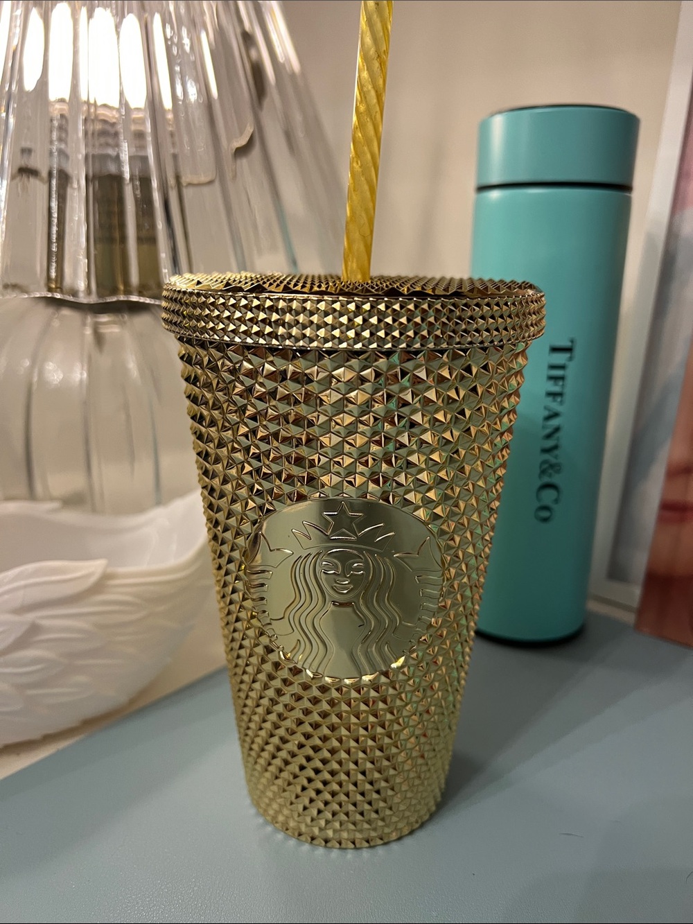Starbucks Gold Studded Tumbler with Twist Straw